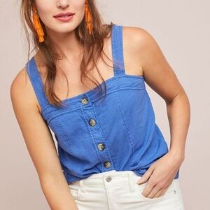 Maeve by Anthropologie Blue Button Down Tank Top size 8